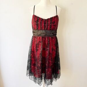 Vintage Women Y2K Velvet Burnout Glitter Dress Large Whimsigoth Fairy Dark Event